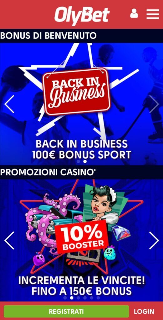 Olybet mobile sul web